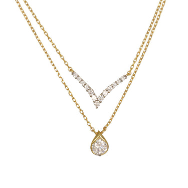 Gold Double Strand Teardrop Pendant