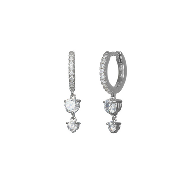 Small Graduated Double Drop Huggie Earrings