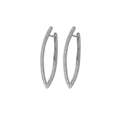 Large Geometric Oval Silver Hoop Earrings