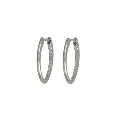 Geometric Oval Silver Hoop Earrings