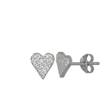 Silver Heart Stud Earrings
