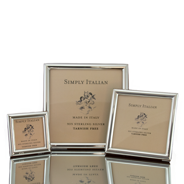 Square, fine edged, sterling silver photo frame. made in Italy