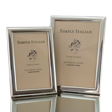 Medium flat photo frame. Sterling silver, tarnish free, made in Italy.