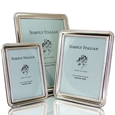Three light silver beaded frames. Tarnish-free , made in Italy