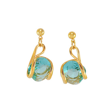 Turquoise Crystal Drop Stud Earrings