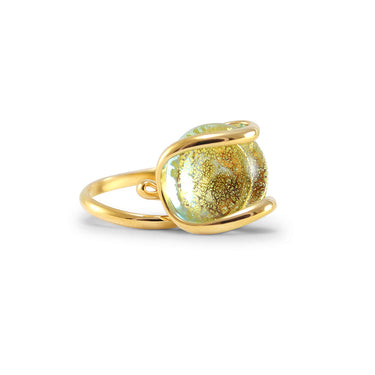Peridot Green Murano Glass Ring
