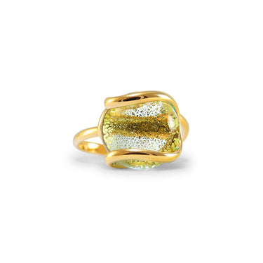 Peridot Green Murano Glass Ring