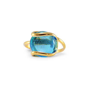 Turquoise Murano Glass Ring