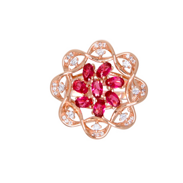 Pink Crystal & Rose Gold Filigree Ring