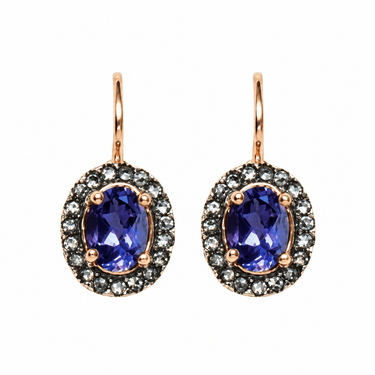Iolite & Crystal Oval Earrings