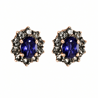 Iolite & Crystal Oval Stud Earrings