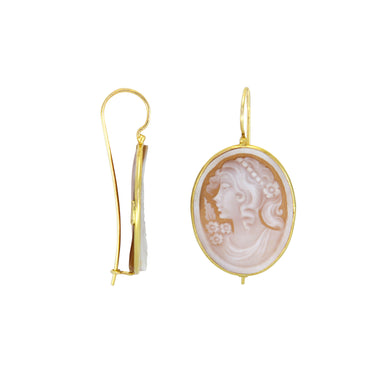 Medium Oval Cameo Head Earrings - Rose Gold