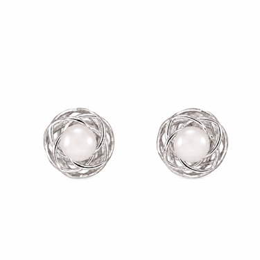 Silver Nest with Pearl Earrings