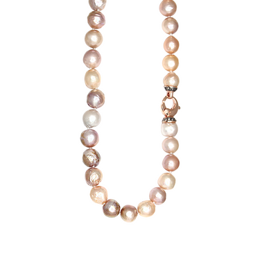Milti pink and gold pearl necklace with lobster clasp