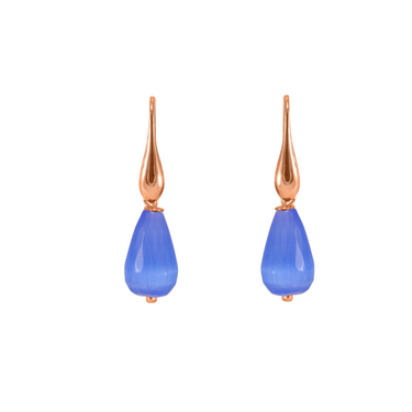 Blue Agate Teardrop Hook Earrings