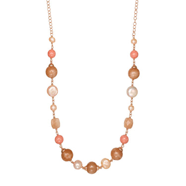 Cultured Baroque Pink Pearl and Moonstone Necklace