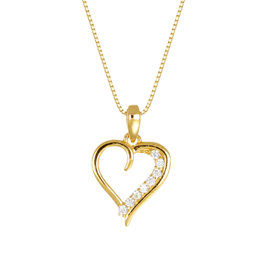 Gold Cubic Zirconia Heart Pendant