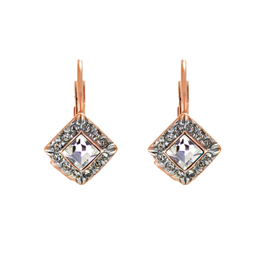 Bright Crystal Small Square Drop Earrings