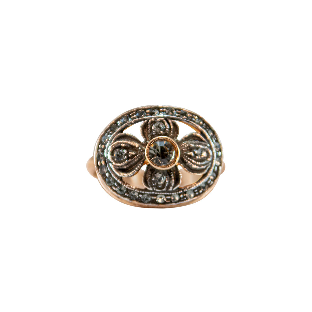 Crystal Daisy Oval Ring