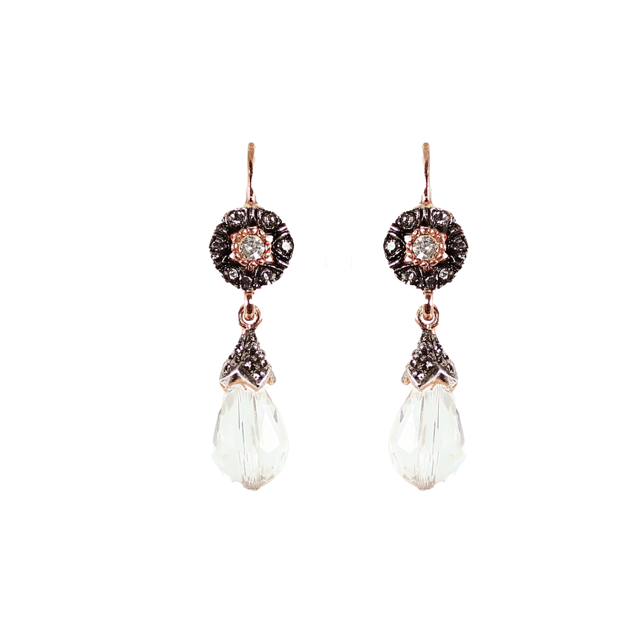Crystal & Fume Drop Earrings