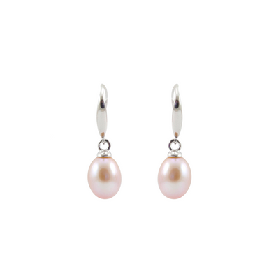 Pink Pearl Drop & Silver Earrings