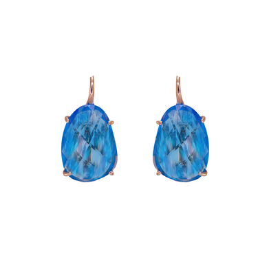 Light Blue Oval Crystal Earrings