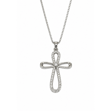 Cubic Zirconia Looped Cross Pendant