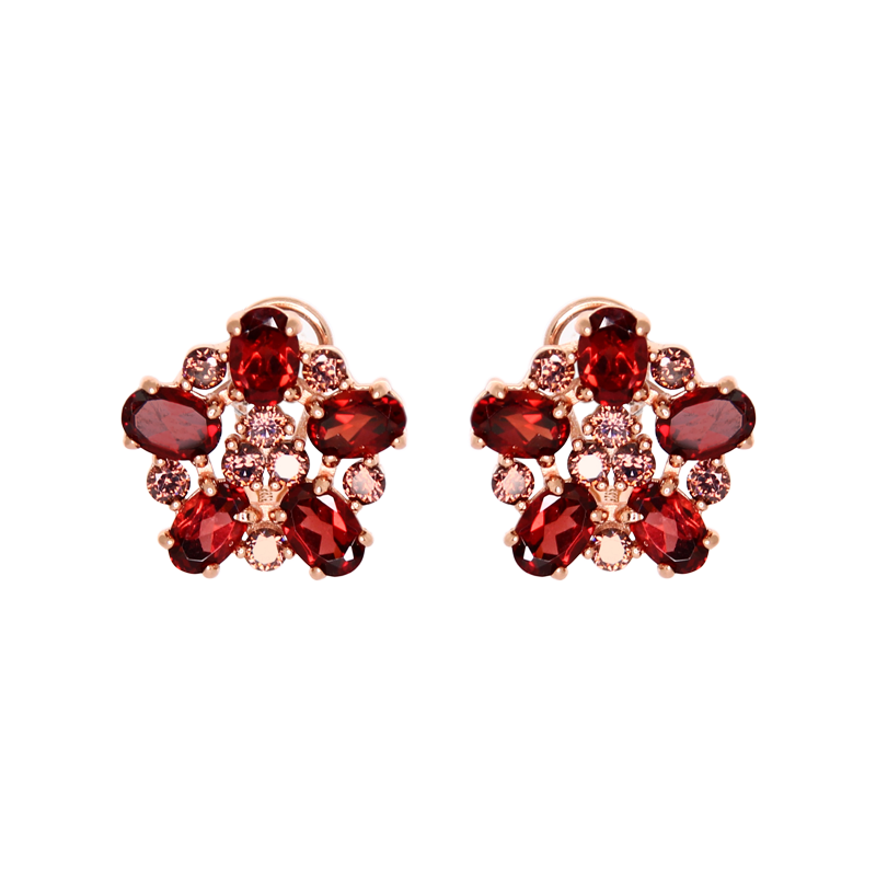 Garnet Flower Earrings