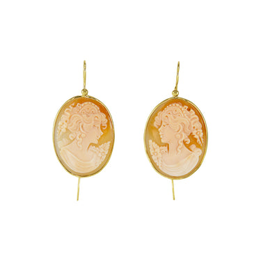 Large Oval Cameo Face Earrings