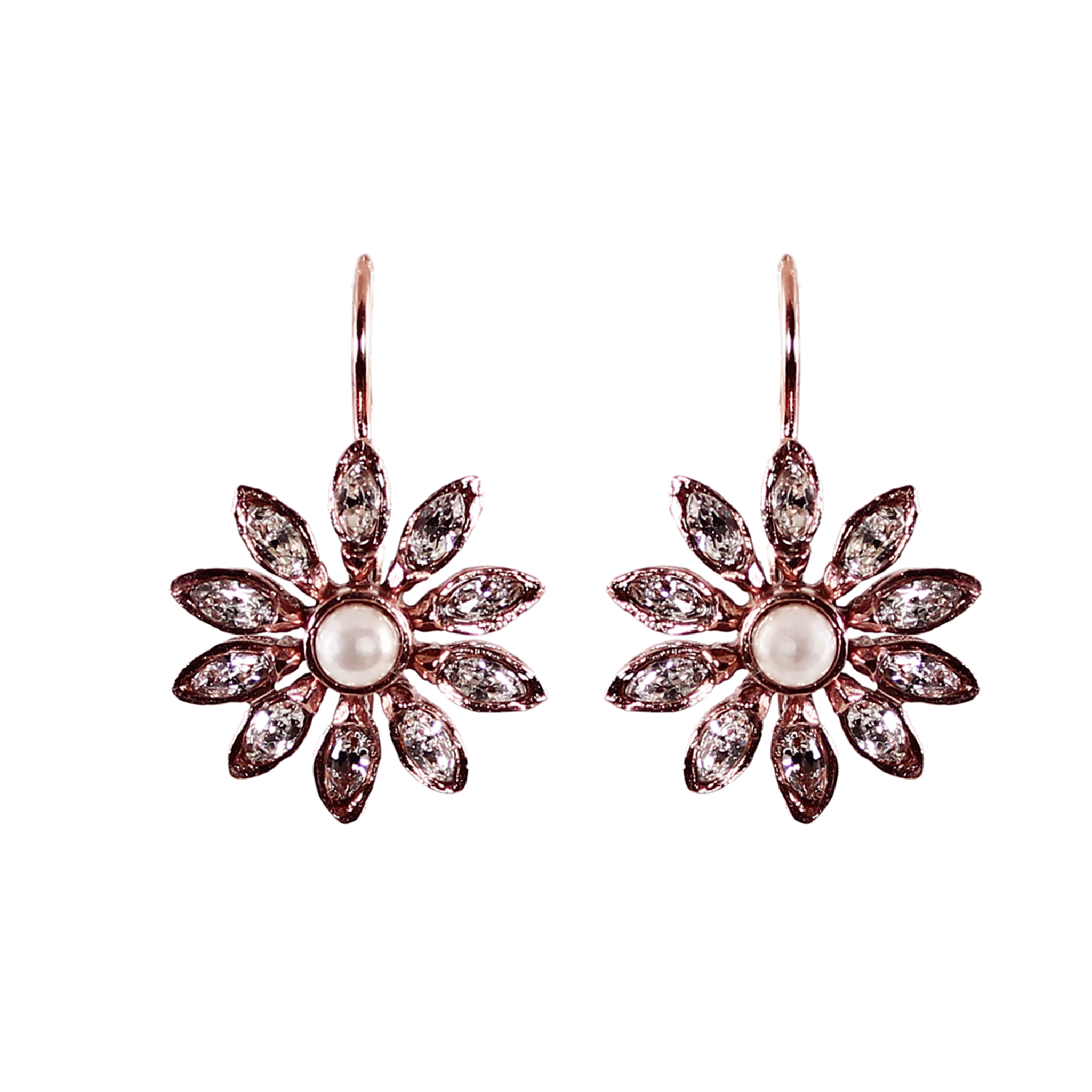 Pearl Crystal Daisy Earrings