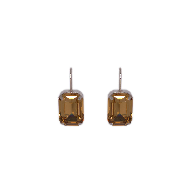 Champagne Rectangle Crystal Earring (Silver)