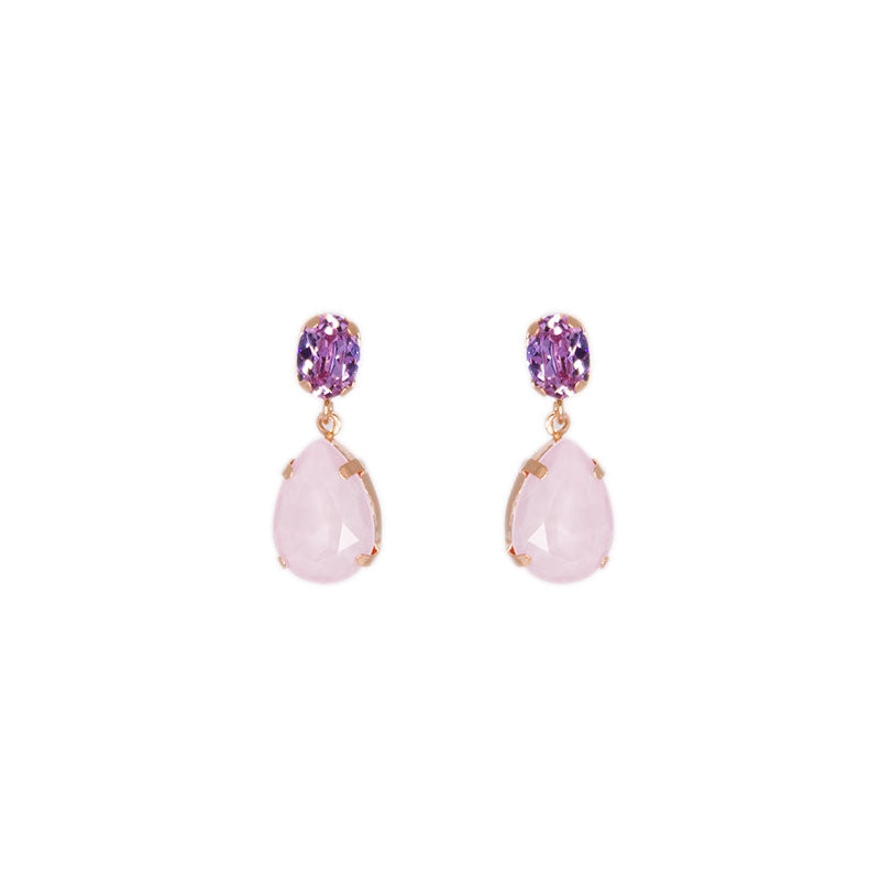 Blush Crystal Stud and Teardrop Earrings