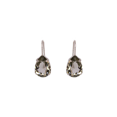 Smoky Crystal Teardrop Earrings (Silver)