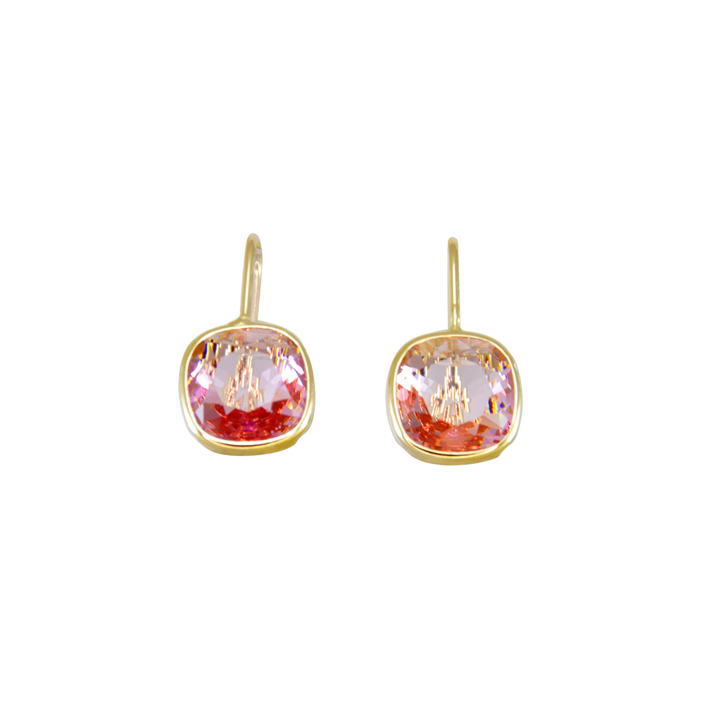 Pink Square Crystal Earrings