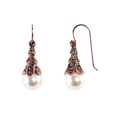 Vintage Pearl & Crystal Drop Earrings