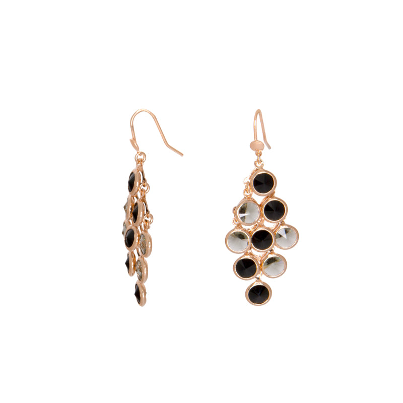 Crystal & Jet 9 Drop Earrings