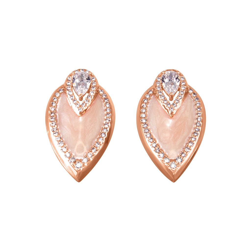 Pink Jade & Crystal Stud