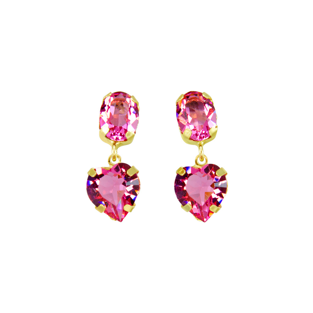 Pink Heart Drop Studs