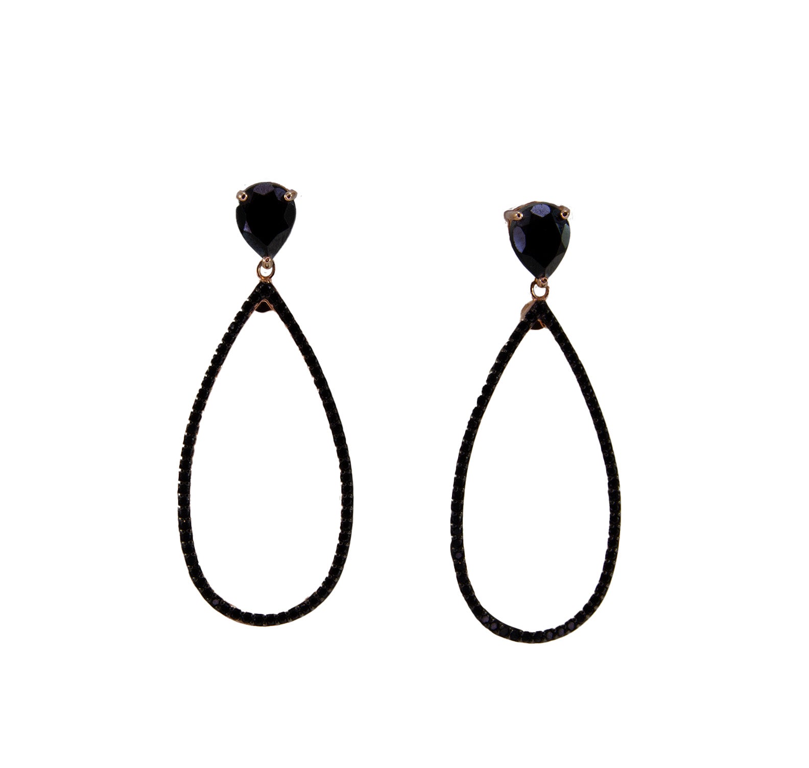 Black Spinel Loop Earrings