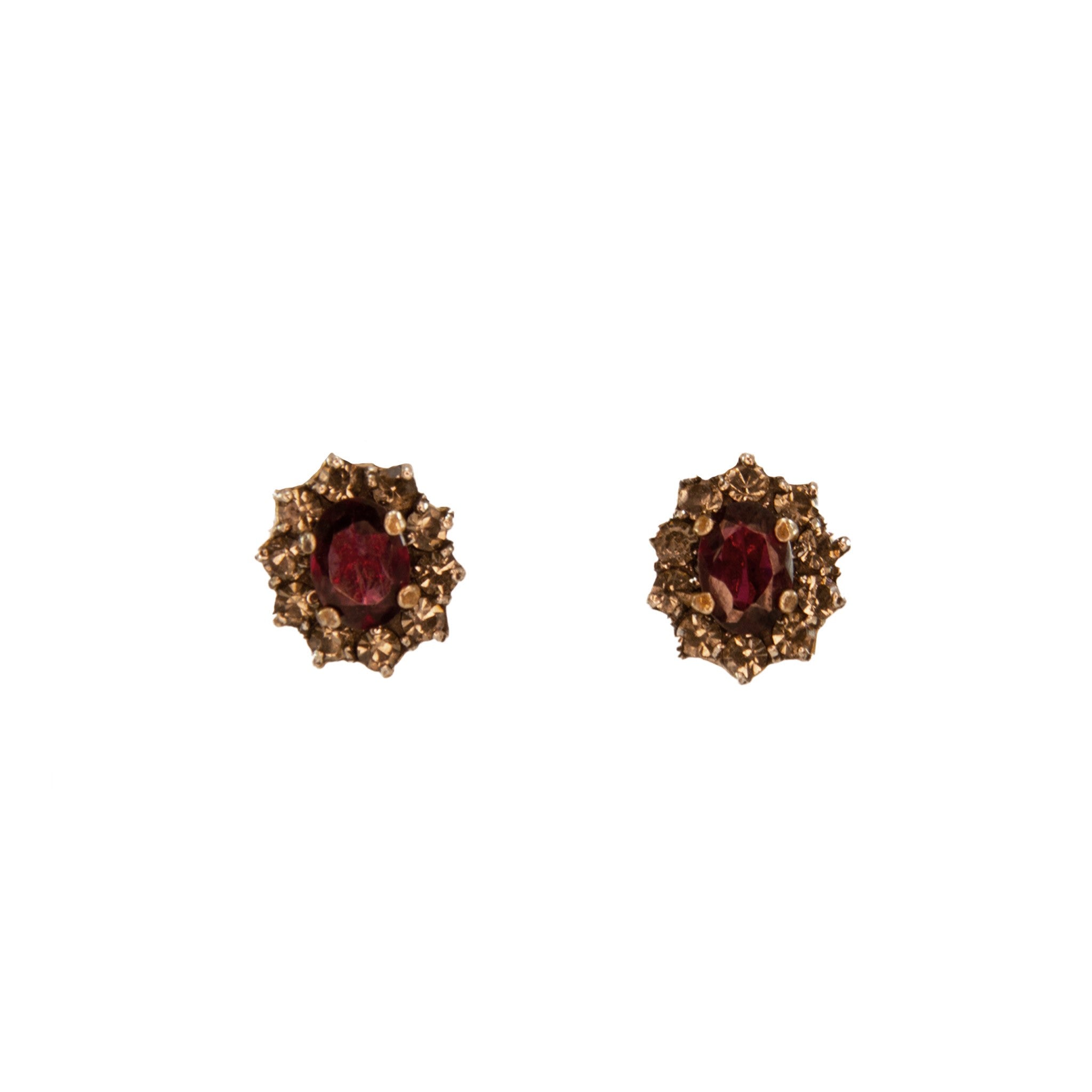Garnet Oval Stud Earrings