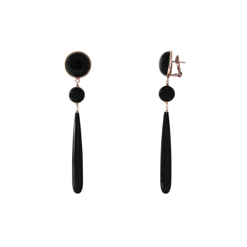 Onyx Triple Drop Earrings