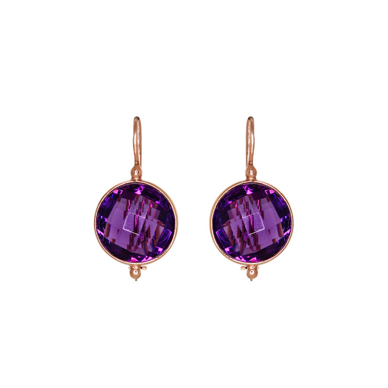 Purple Crystal Disk Earrings