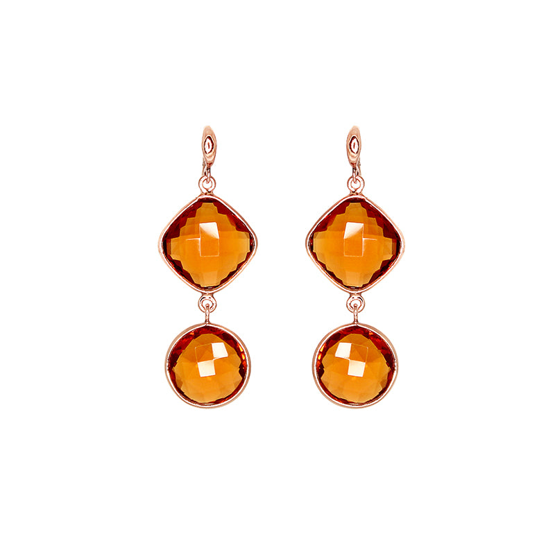 Double Citrine Drop Earrings