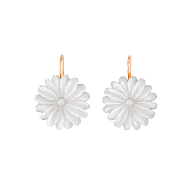 White Mother-of-Pearl Flower Earrings
