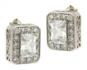 Rectangle Cut Silver Earrings