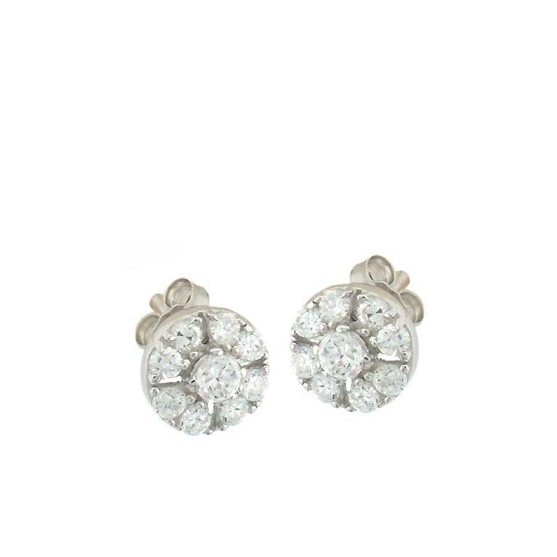 Round Flower Stud Earrings