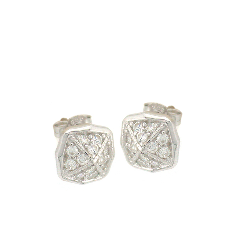 Crossed Square Stud Earrings