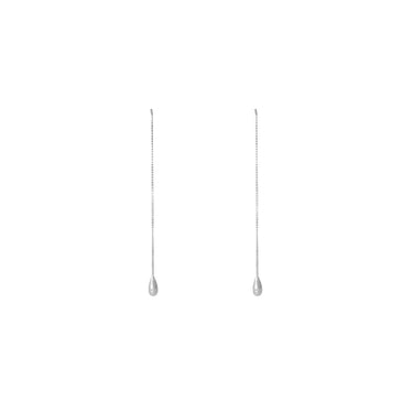 Silver Teardrop Thread Earrings - $62.00 RRP