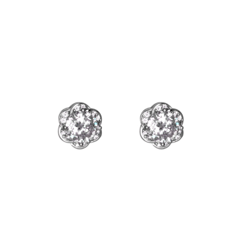 Silver Rose Stud Earrings