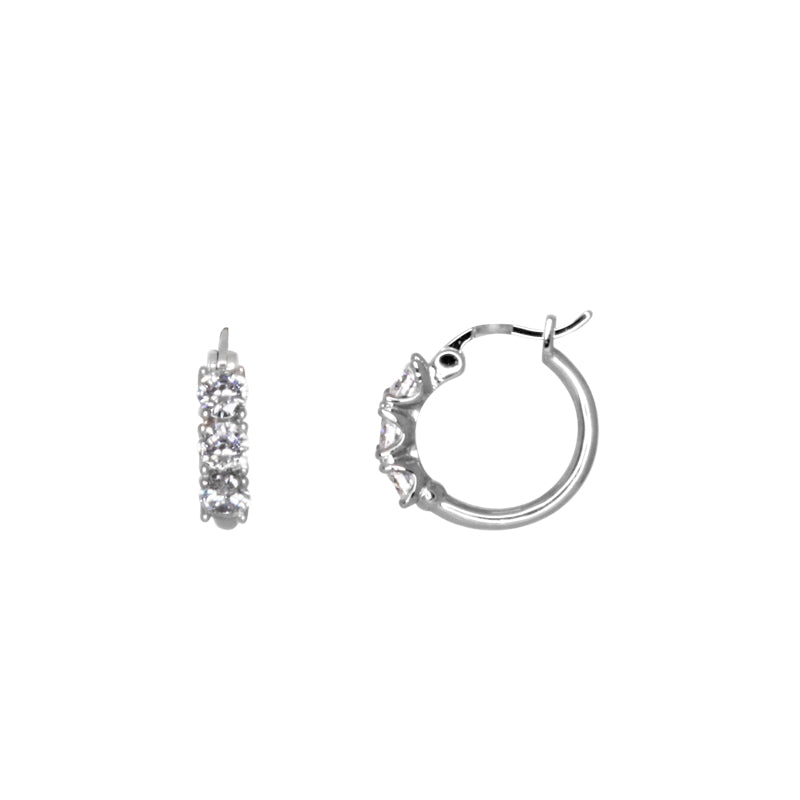 3 Stone Hoop Earrings